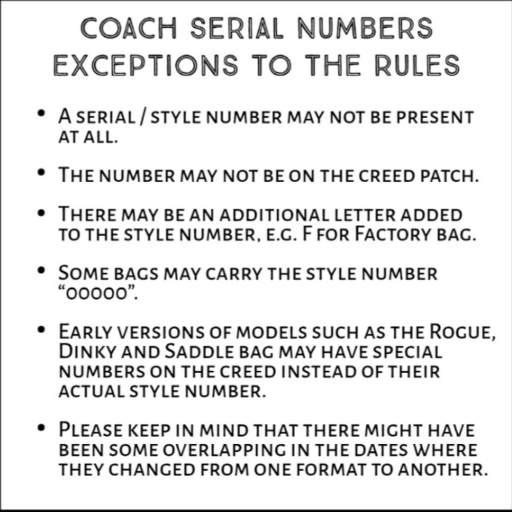 Coach Serial Numbers Explained